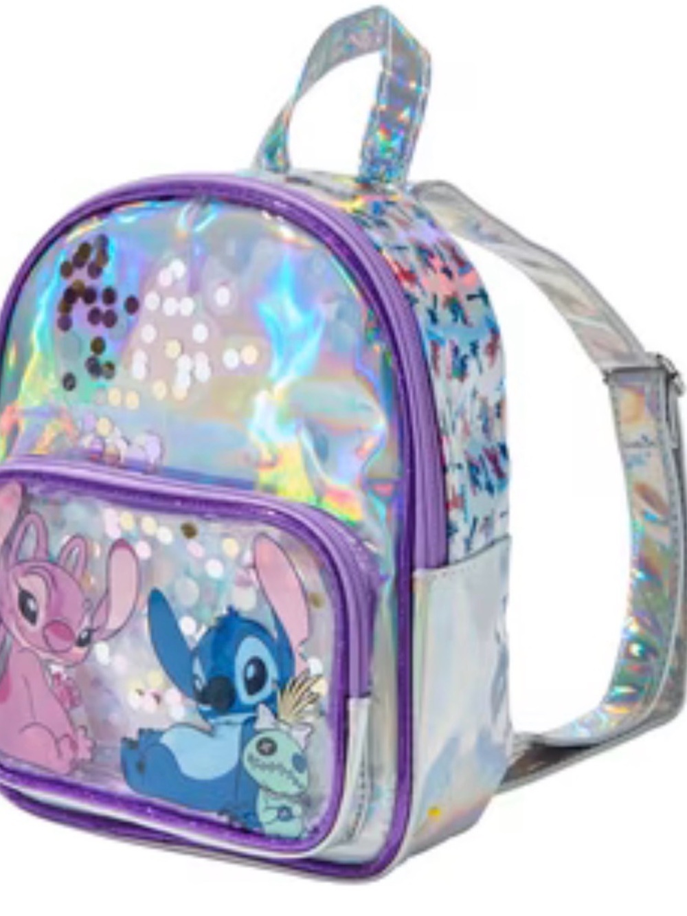 Claire's Purple Holographic Disney Stitch Kids Mini Backpack NWT